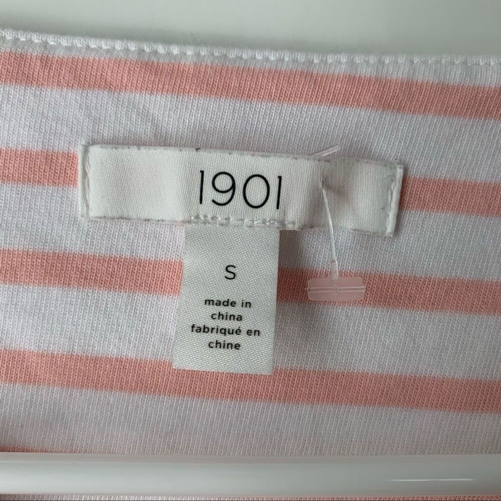Nordstrom 1901 White Peach Striped Boatneck Long Sleeve Top Small - Picture 3 of 5
